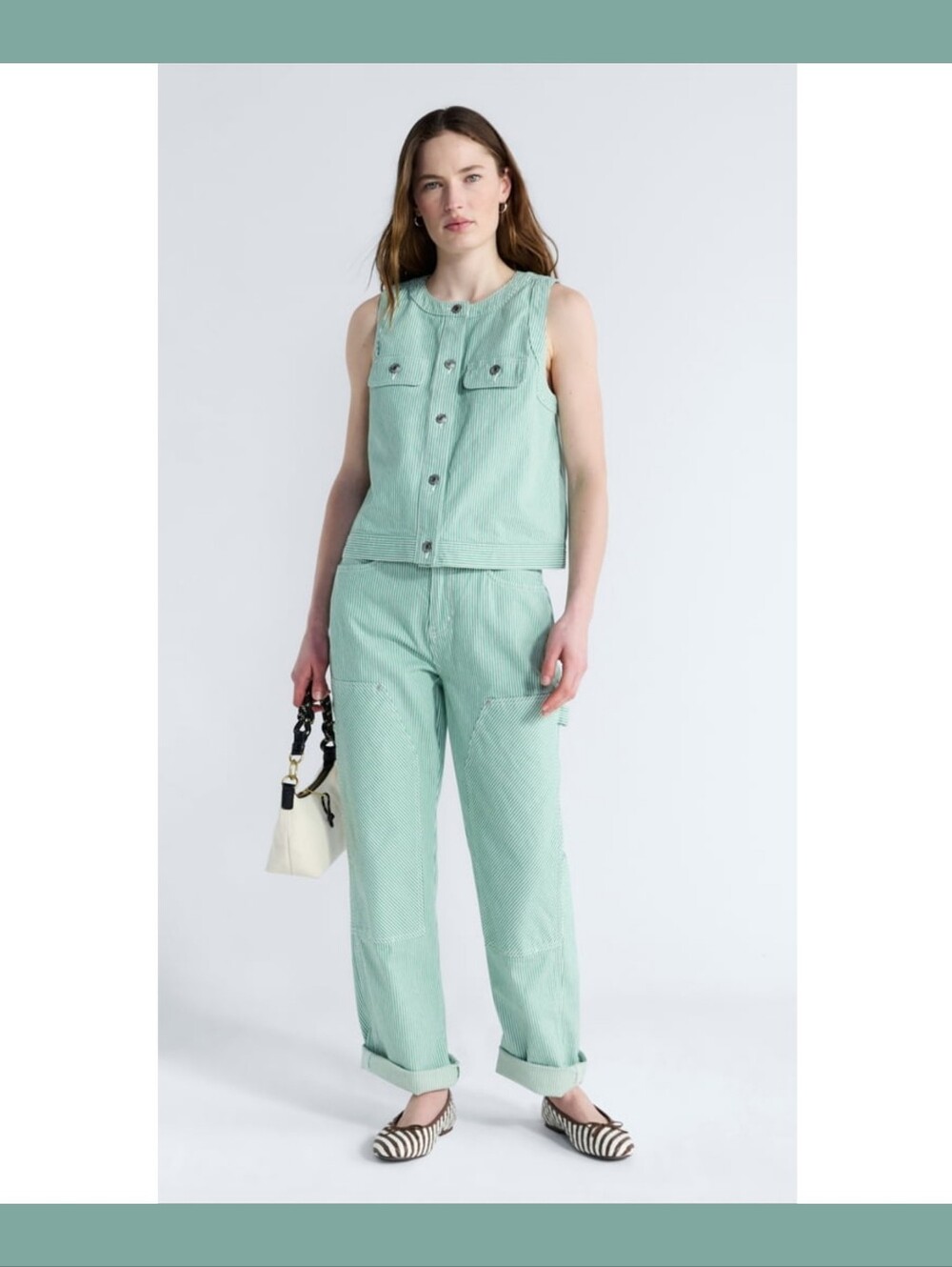 Free Assembly Women's Green Striped Top